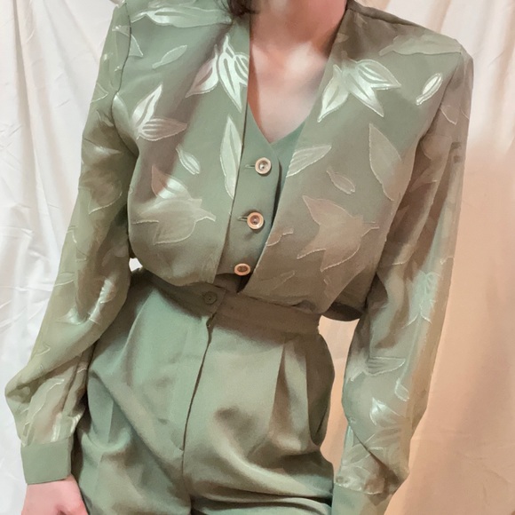 Vintage Pants - Vintage Green Pantsuit